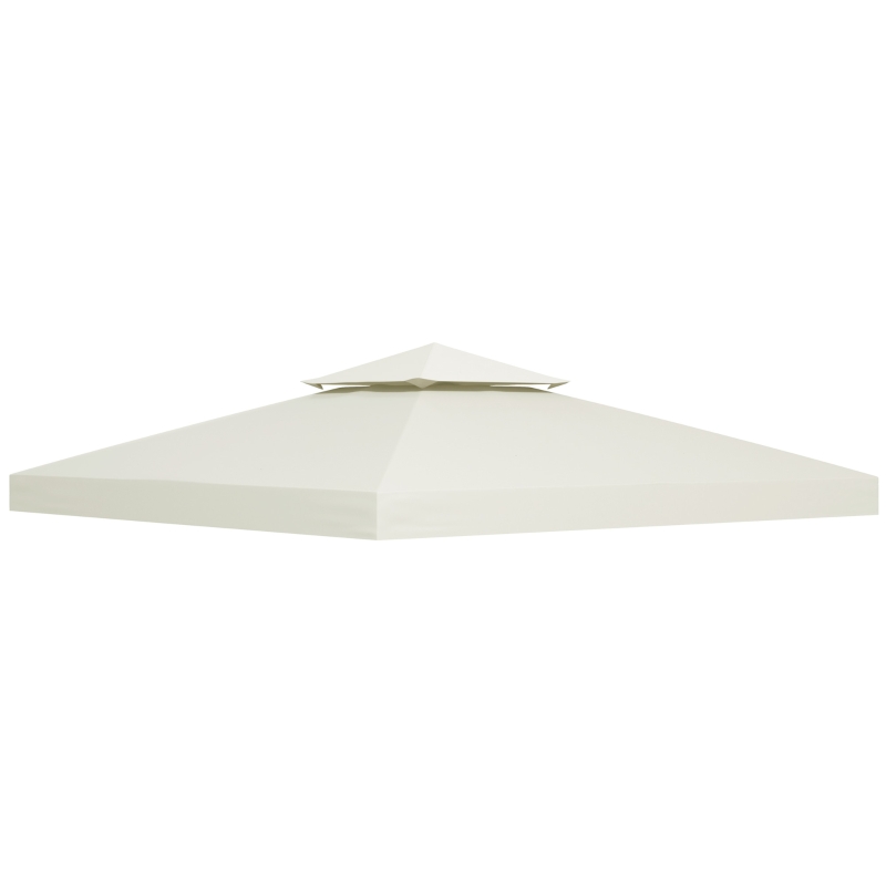 Outsunny 10' x 10' Gazebo Replacement Canopy 2 Tier Top UV Cover Pavilion Garden Patio Outdoor Cream White (TOP ONLY)