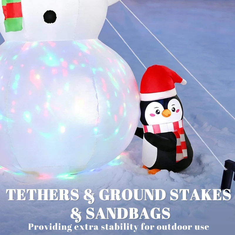 Outsunny Christmas Blow Up Outdoor Decorations, 8FT Christmas Inflatables Snowman with Colorful LED Light for Indoor