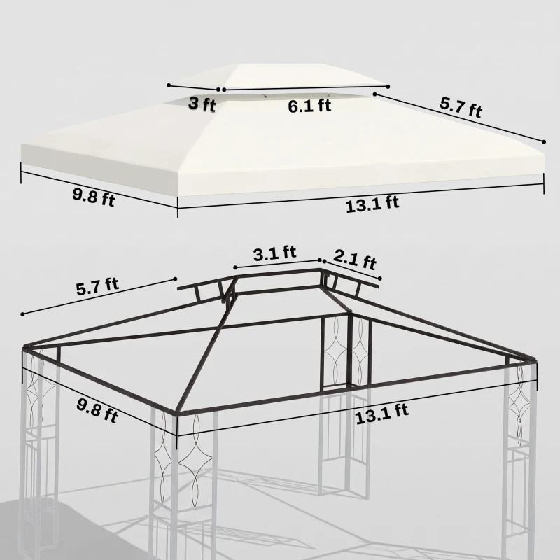 Outsunny Gazebo Replacement Canopy for Model 84C-101, 2-Tier Top Cover for 10' x 13' Gazebo, Charcoal (TOP ONLY)