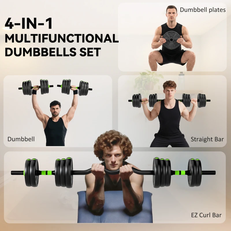 Soozier Adjustable Dumbbell Set, 4 in 1 Weights Dumbbells Set for Home Gym, 44lb Free Weights with Connector and Non-Slip Grip