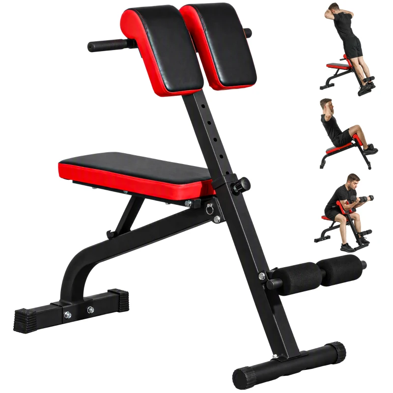 Soozier Foldable Roman Chair Hyperextension Bench, 660LBS Adjustable Weight Bench for Home Gym, Black