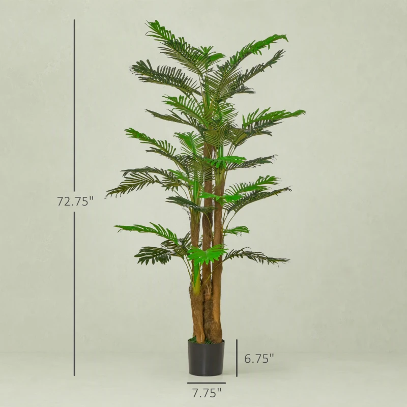 HOMCOM 6FT Artificial Tropical Palm Tree, Faux Decorative Plant in Nursery Pot for Indoor or   Décor