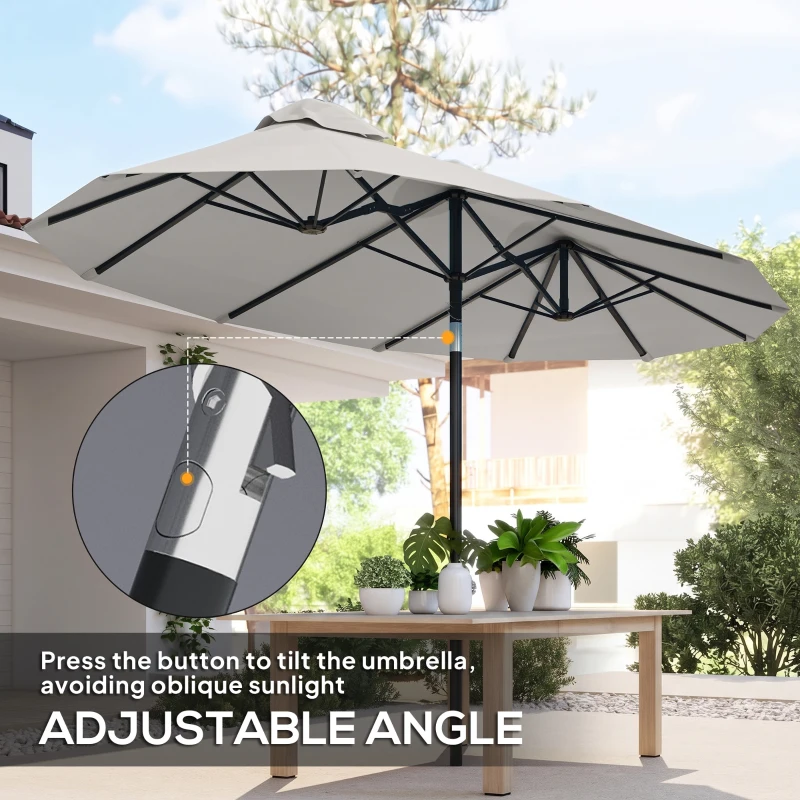 Outsunny 9.7' Double-sided Patio Umbrella with 3 Air Vents, Tilt and Crank, Outdoor Umbrella, White(m-4)