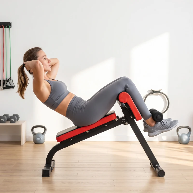 Soozier Foldable Roman Chair Hyperextension Bench, 660LBS Adjustable Weight Bench for Home Gym, Black