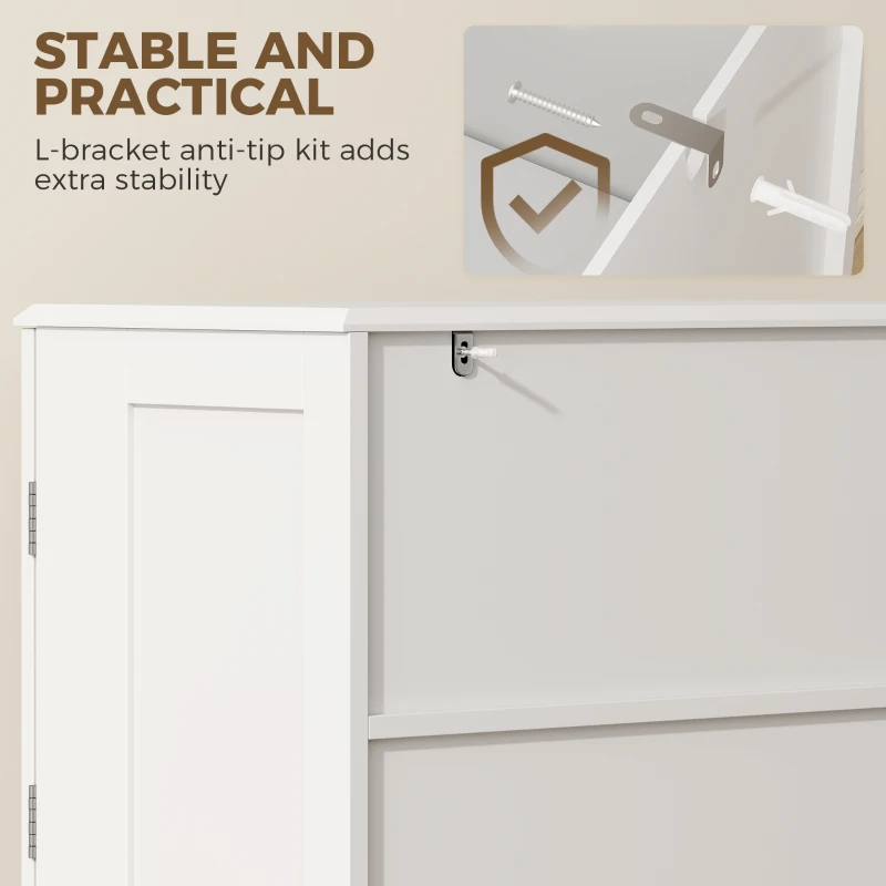 HOMCOM 47" Tall Pantry Cabinet, Farmhouse Kitchen Pantry with 6 Door Racks and 2 Drawers, White