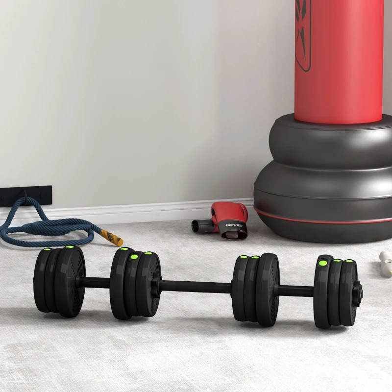 Soozier 44LBS 2-in-1 Adjustable Barbell & Dumbbells Set, Weights Set with Non-slip Handles for Men and Women Home Gym Training