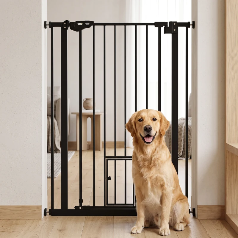 PawHut 41" Easy Open Indoor Dog Gates for Doorways, House, Stair - Black