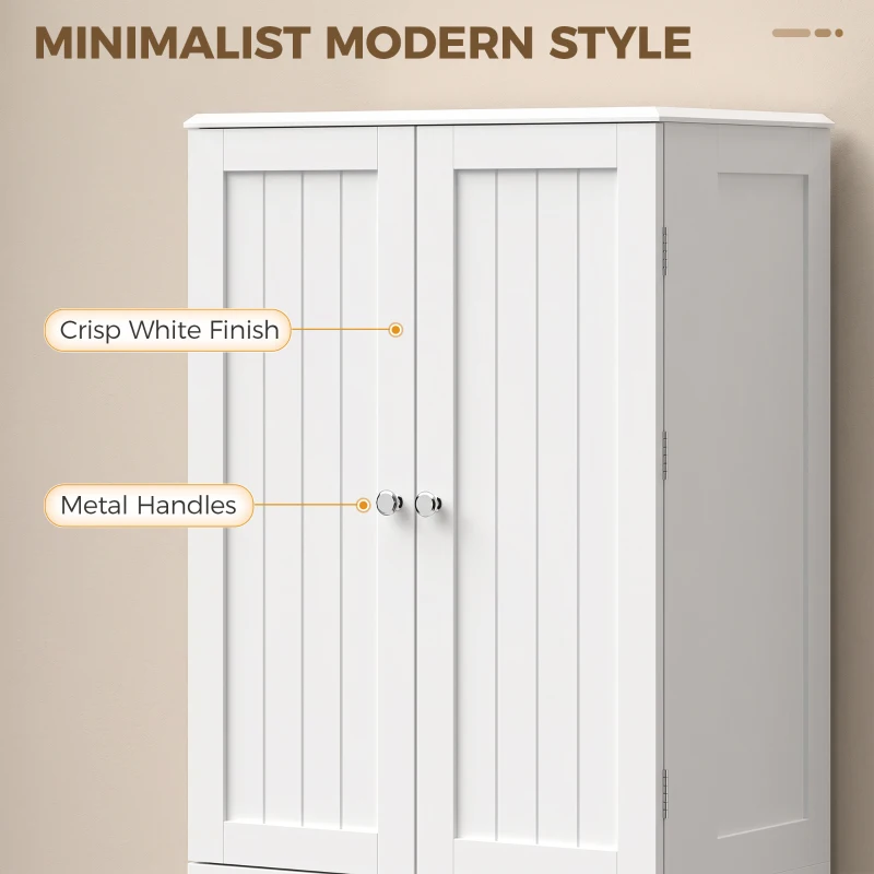 HOMCOM 47" Tall Pantry Cabinet, Farmhouse Kitchen Pantry with 6 Door Racks and 2 Drawers, White