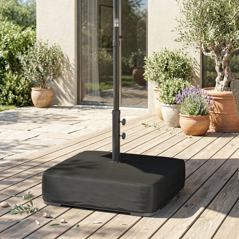 Outsunny Garden Parasol Base 176 lbs Sand Filled Heavy Duty Stand for Cantilever Umbrellas and 1.9" Poles Black