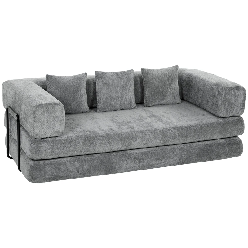 HOMCOM 81" Boneless Couch, 5-in-1 Convertible Sofa Bed with 29.5" Deep Seat, High-Density Foam, No Assembly, Grey