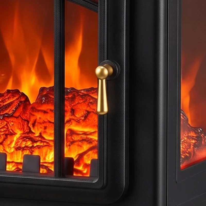 HOMCOM Electric Fireplace Stove, 725W/1450W Infrared 3-Sided Freestanding Fireplace Heater with 3D Flame Log, Thermostat, Black