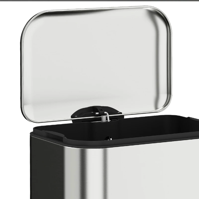 HOMCOM 13.2 Gallon Garbage Can, Slim Stainless Steel Trash Can with Removable PP Inner Bucket, Soft-Close Lid, Silver
