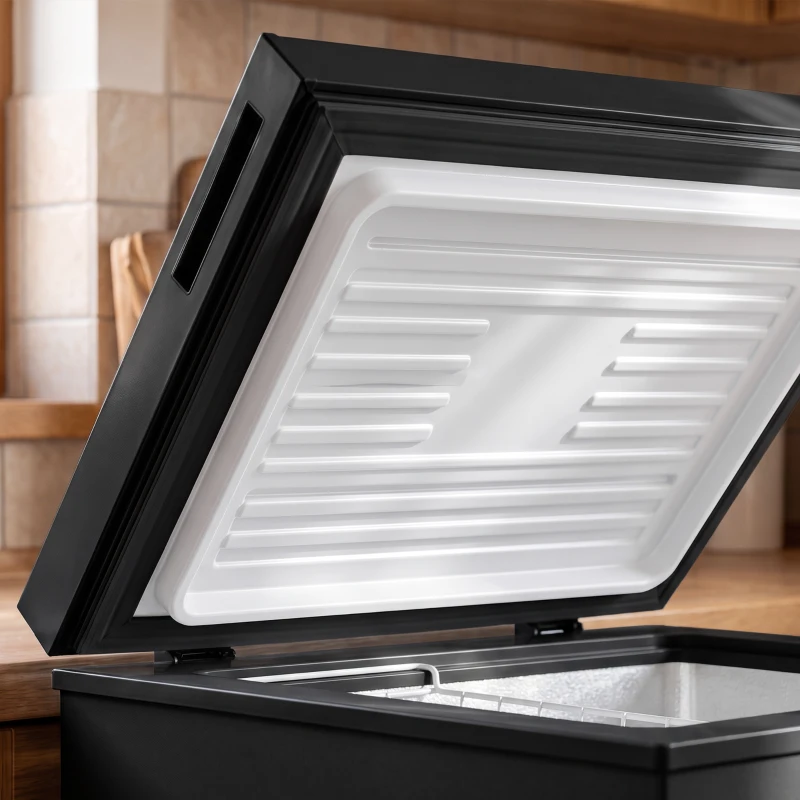 HOMCOM Mini Freezer, 3.5 Cu.Ft Chest Freezer with 7-Setting Adjustable Thermostat, Wire Basket, Quiet Operation, Black