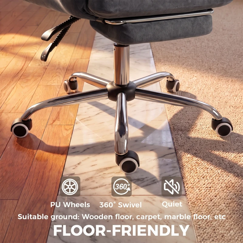 HOMCOM Criss Cross Office Chair with Flip-Up Armrests, Wide Seat, Reclining Cross Legged Desk Chair with Footrest, Dark Gray