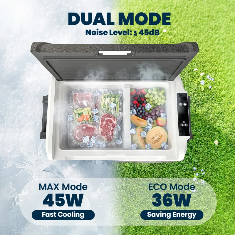 Outsunny 12 Volt Car Refrigerator, 42QT Car Fridge with App Control, 12/24V DC and 100-240V AC, Black
