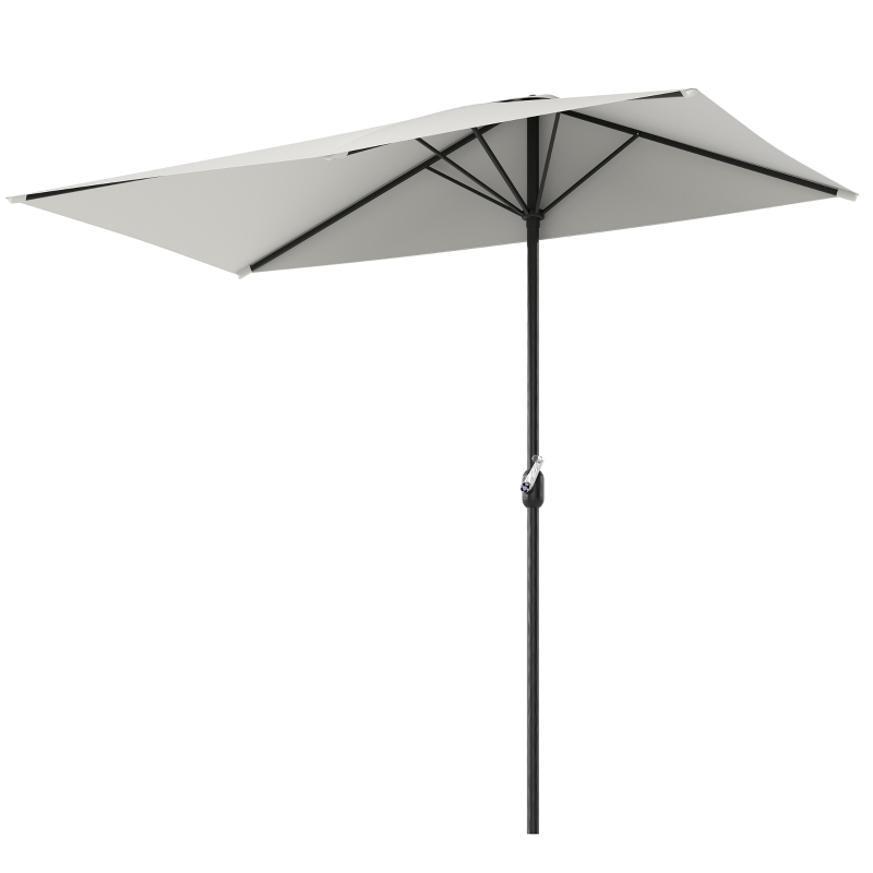 Outsunny 8ft Half Umbrella Outdoor Balcony Parasol Patio Garden Outdoor Window Sun Shade w/ 5 Ribs, Cream White