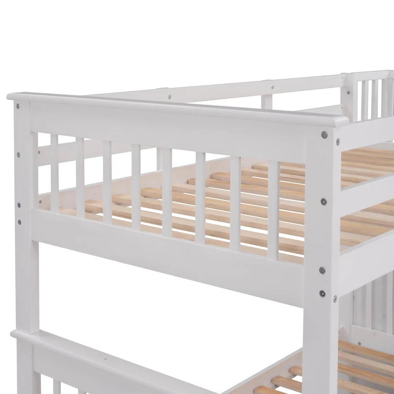 Practical Twin-Over-Twin Bunk Bed with Staircase Storage, Ideal Convertible Bunk Bed for Dorms, Children Bedrooms, 94" L x 42.5" W x 62" H, White
