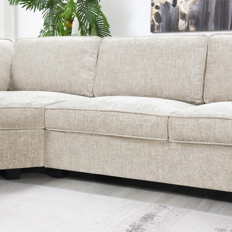 Plush Chenille U-Shaped Sectional Sofa with Cup Holders, Large Deep Seat Couch for Apartment, 117.5'' L x 68'' W x 31'' H, Beige