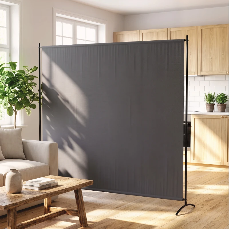Outsunny Outdoor Privacy Screen, 5.9FT Tall Room Divider with UPF30+ Protection, Freestanding Privacy Panel, Dark Gray