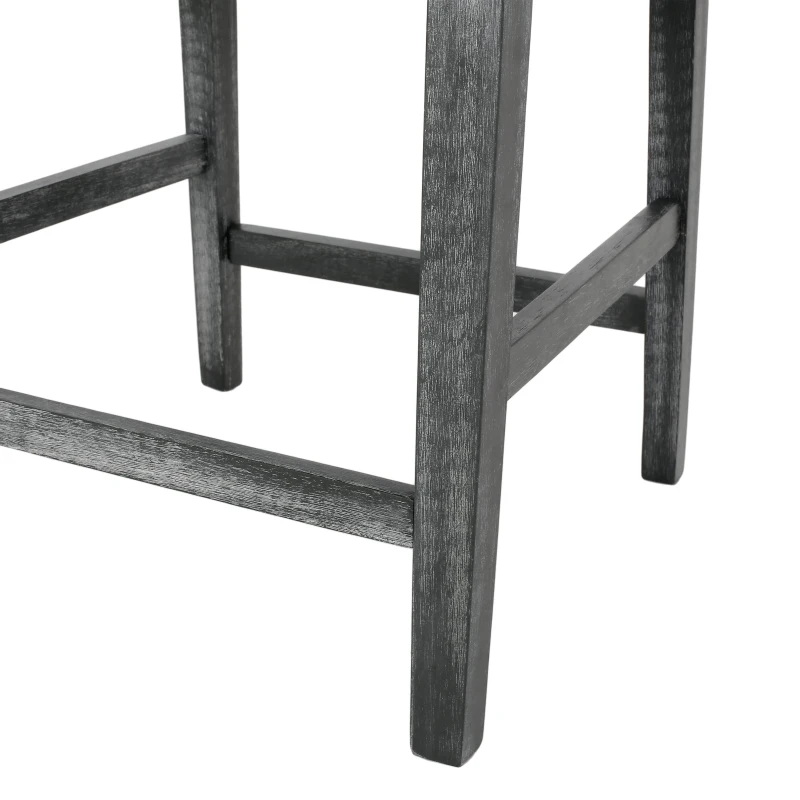 Contemporary Upholstered Counter Stools Set of 2 with Armrests, Soft Rubberwood Bar Stools for Kitchen Island, 24'' L x 23'' W x 39.5'' H, Light Grey