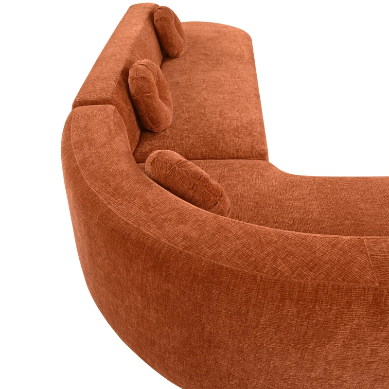 Modern-Style Sectional Sofa with Curved Corner Design, Perfect Modular Sofa for Family Gatherings, 122" L x 86" W x 27.5" H, Orange