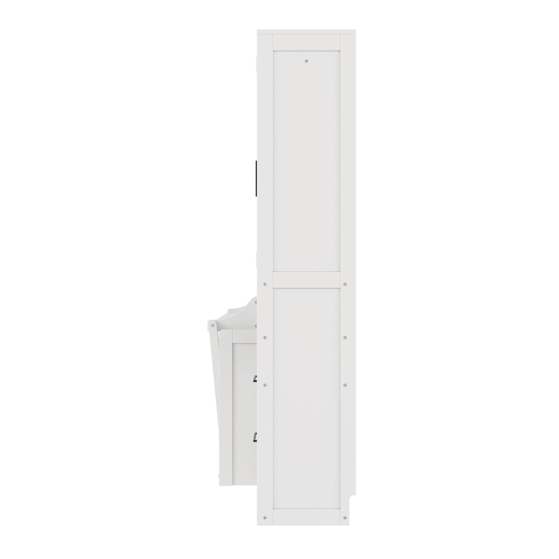 Functional Queen Murphy Bed with Side-Flip Space-Saving Design, Modern Wall Bed for Compact Bedrooms, 113.5" L x 16.5" W x 87" H, White