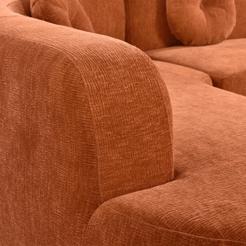 Modern-Style Sectional Sofa with Curved Corner Design, Perfect Modular Sofa for Family Gatherings, 122" L x 86" W x 27.5" H, Orange