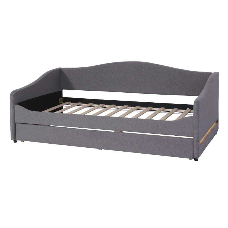 Space-Saving Upholstered Daybed with Twin Size Thurdle, Ideal Sofa Bed for Small Apartments, 79.5" L x 44" W x 33" H, Gray