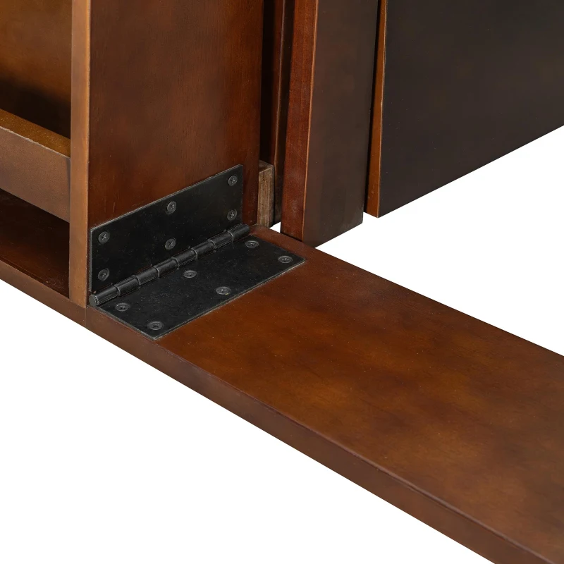 Modern Daybed with Removable Desk and Bottom Drawer, Multi-Functional Sofa Bed for Compact Apartments, 82" L x 71.5" W x 25.5" H, Espresso