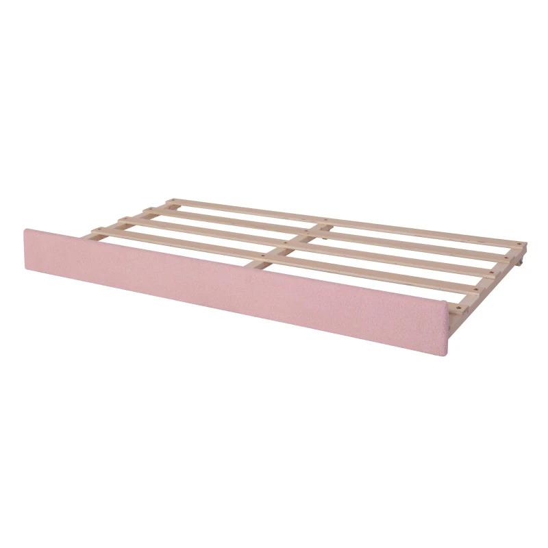 Space-Saving Upholstered Daybed with Twin Size Thurdle, Ideal Sofa Bed for Small Apartments, 79.5" L x 44" W x 33" H, Pink