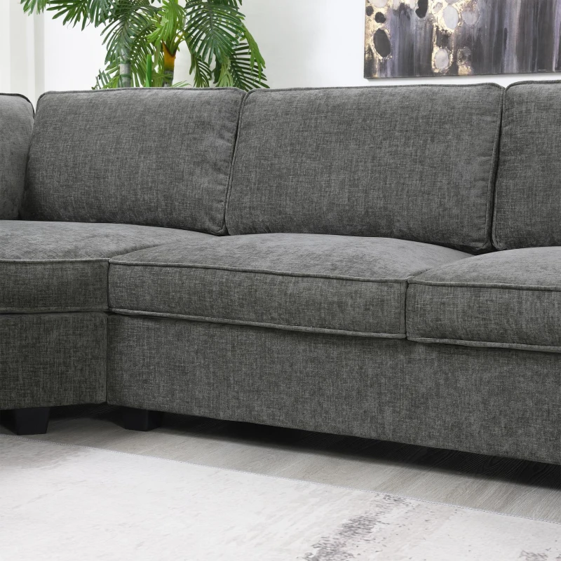 Plush Chenille U-Shaped Sectional Sofa with Cup Holders, Large Deep Seat Couch for Apartment, 117.5'' L x 68'' W x 31'' H, Gray
