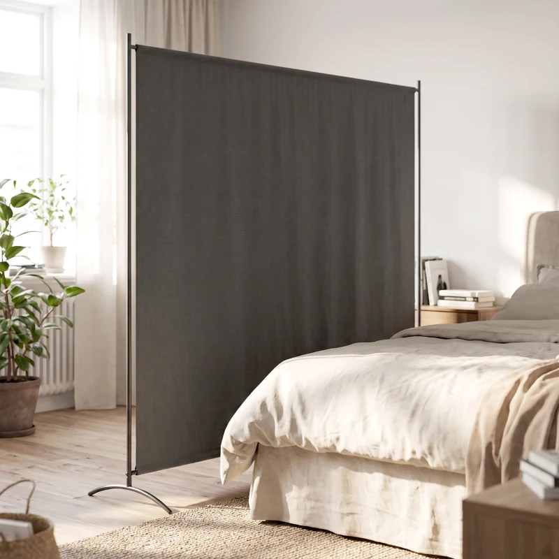 Outsunny Outdoor Privacy Screen, 5.9FT Tall Room Divider with UPF30+ Protection, Freestanding Privacy Panel, Dark Gray