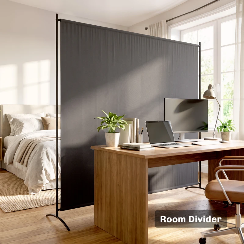 Outsunny Outdoor Privacy Screen, 5.9FT Tall Room Divider with UPF30+ Protection, Freestanding Privacy Panel, Dark Gray