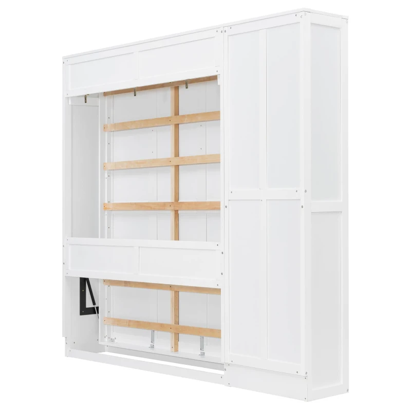 Space-Saving Murphy Bed with Foldable Mechanism, Ideal Wall Bed for Guest Room, Home Office, or Home Gym, 94" L x 15.5" W x 88.5" H, White