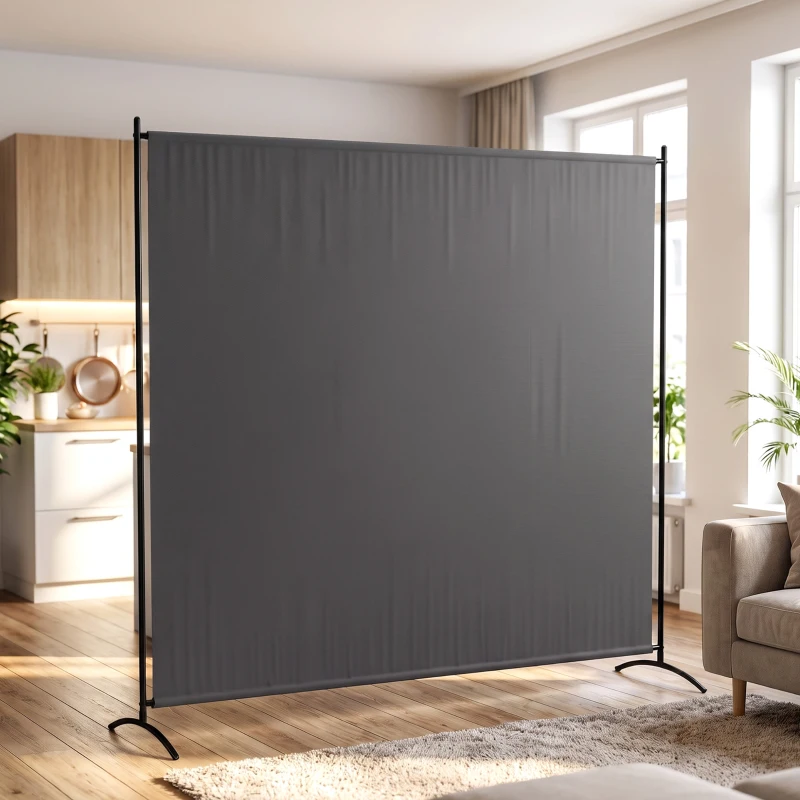 Outsunny Outdoor Privacy Screen, 5.9FT Tall Room Divider with UPF30+ Protection, Freestanding Privacy Panel, Dark Gray