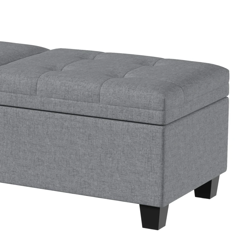 HOMCOM 51.2" Storage Ottoman Bench, End of Bed Bench with 2 Compartments, Dual Lift Lids, Dark Grey
