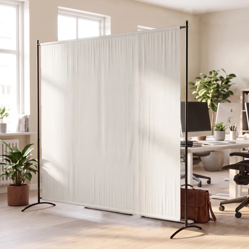 Outsunny Outdoor Privacy Screen, 5.9FT Tall Room Divider with UPF30+ Protection, Freestanding Privacy Panel, Beige