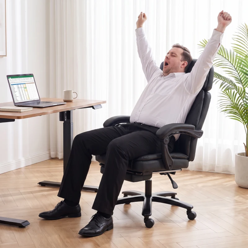 HOMCOM Massage Office Chair with Heat, 400lbs Heavy Duty Desk Chair with Adjustable Headrest, Reclining, Footrest, Black