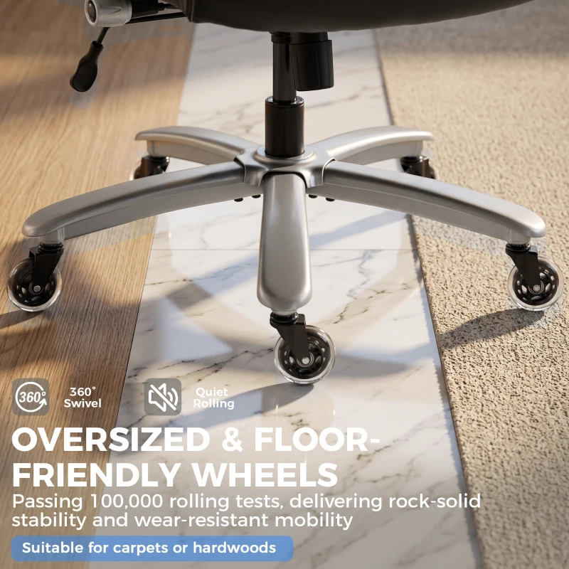 HOMCOM Ergonomic Office Chair with Inflatable Lumbar Support, 600 lbs, Heavy Duty Desk Chair, BIFMA, Headrest, Flip-Up Arms