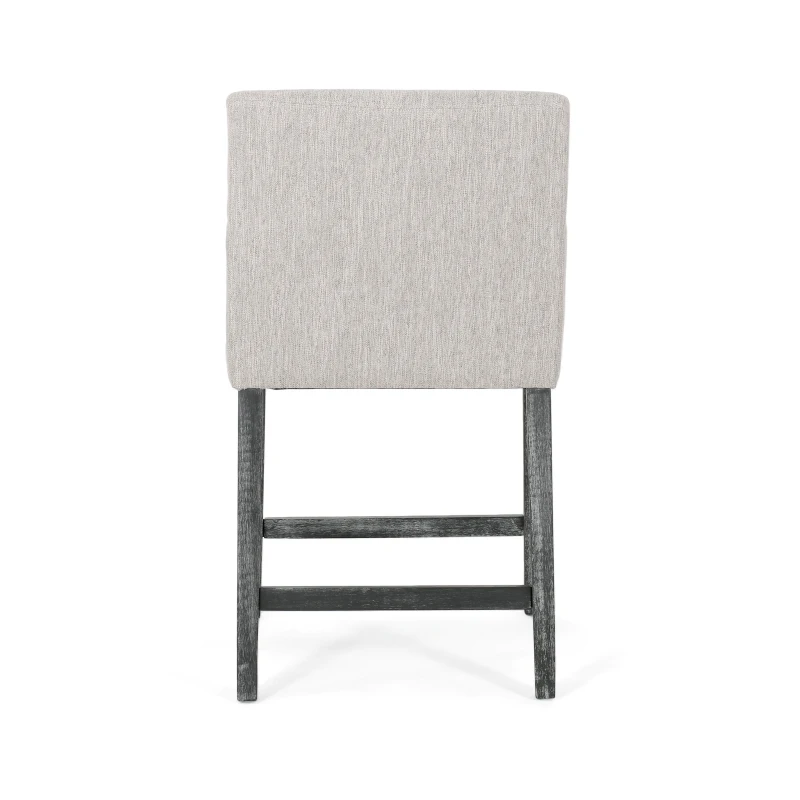 Contemporary Upholstered Counter Stools Set of 2 with Armrests, Soft Rubberwood Bar Stools for Kitchen Island, 24'' L x 23'' W x 39.5'' H, Light Grey
