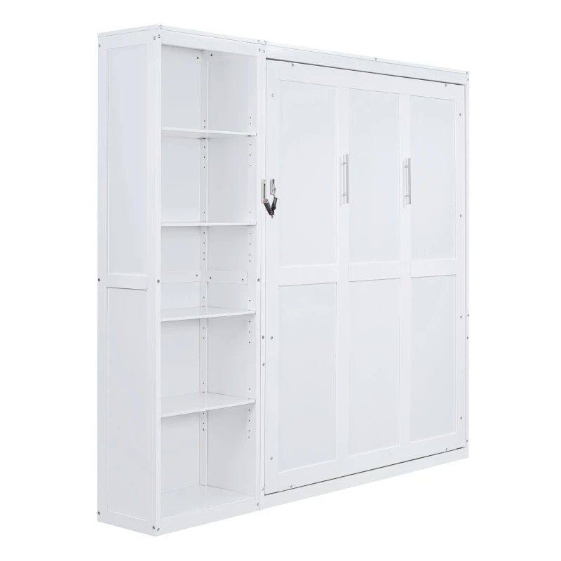 Space-Saving Murphy Bed with Foldable Mechanism, Ideal Wall Bed for Guest Room, Home Office, or Home Gym, 94" L x 15.5" W x 88.5" H, White