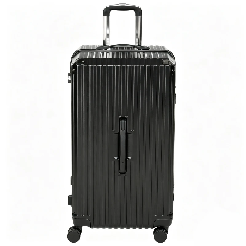HOMCOM 28-Inch Checked Luggage, Hardside Suitcase with Cup Holder, Corner Protection, Double Spinner Wheels, TSA Lock, Black