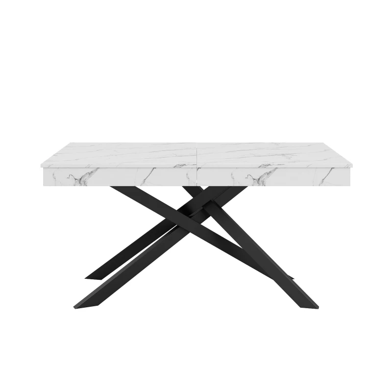 Modern Extendable Dining Table with Metal Cross Legs, Expandable Kitchen Table for Kitchen, 71'' L x 31.5'' W x 30'' H, White