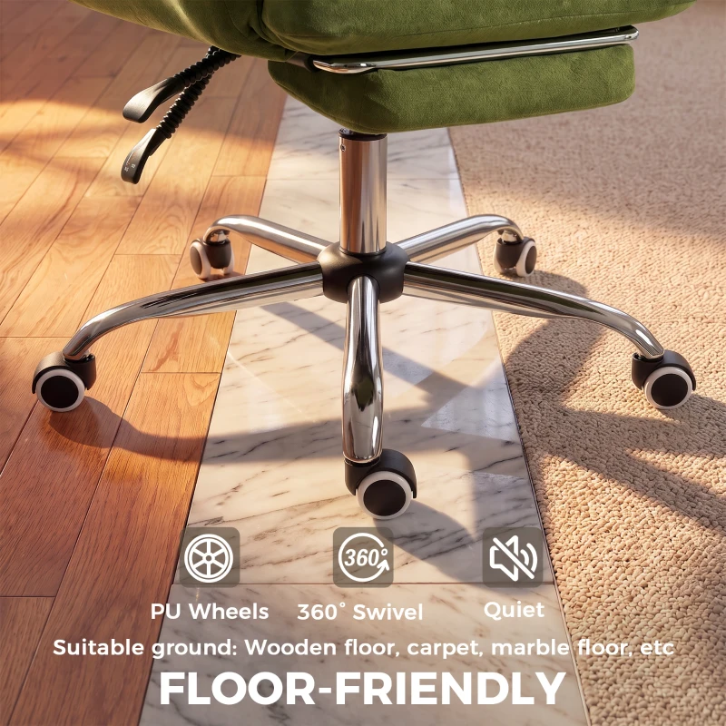 HOMCOM Criss Cross Office Chair with Flip-Up Armrests, Wide Seat, Reclining Cross Legged Desk Chair with Footrest, Green