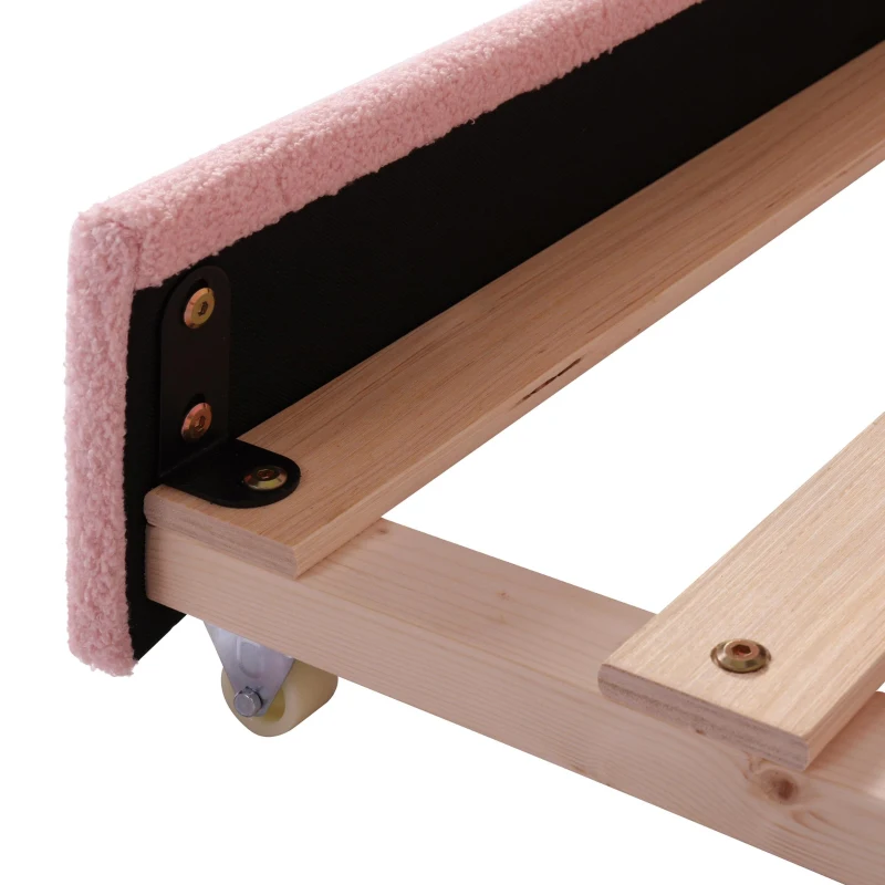 Space-Saving Upholstered Daybed with Twin Size Thurdle, Ideal Sofa Bed for Small Apartments, 79.5" L x 44" W x 33" H, Pink