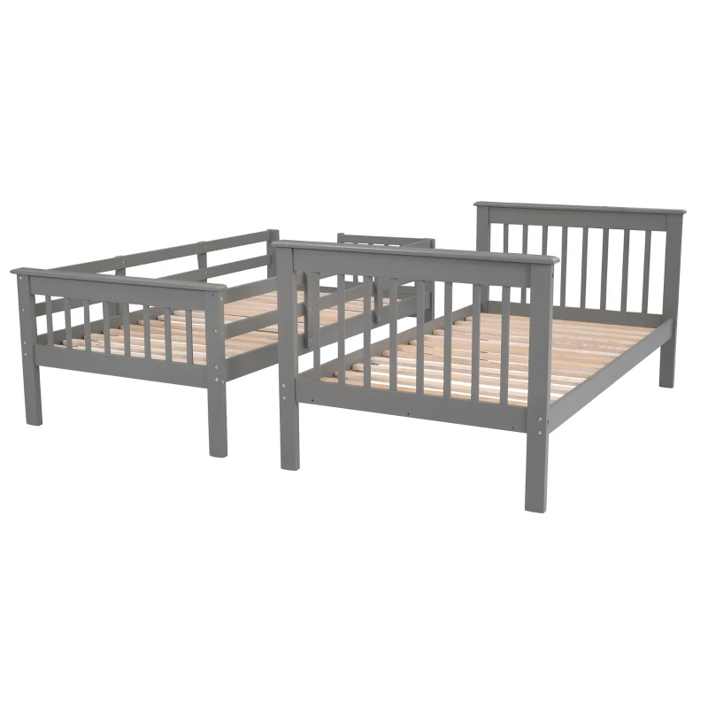 Practical Twin-Over-Twin Bunk Bed with Staircase Storage, Ideal Convertible Bunk Bed for Dorms, Children Bedrooms, 94" L x 42.5" W x 62" H, Gray