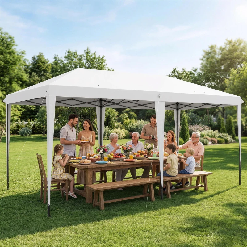 Outsunny 10' x 19.2' Outdoor Gazebo Pop Up Canopy Party Tent with Carrying Bag, White