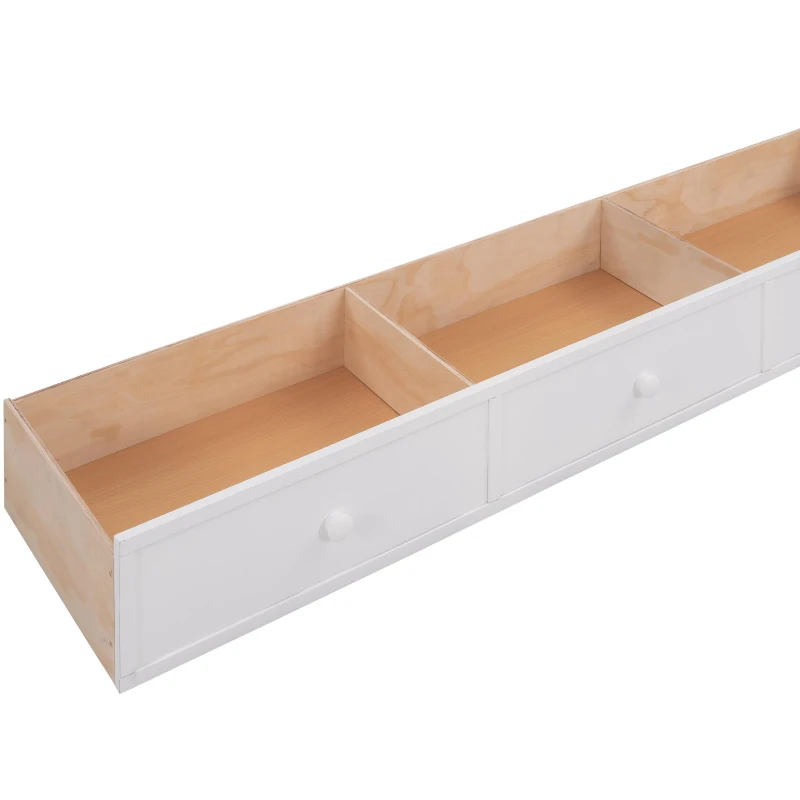 Practical Twin-Over-Twin Bunk Bed with Staircase Storage, Ideal Convertible Bunk Bed for Dorms, Children Bedrooms, 94" L x 42.5" W x 62" H, White