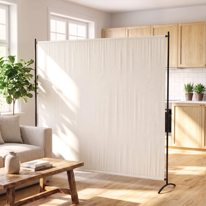 Outsunny Outdoor Privacy Screen, 5.9FT Tall Room Divider with UPF30+ Protection, Freestanding Privacy Panel, Beige