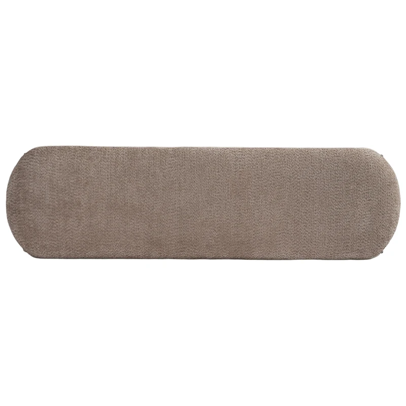 Elegant Bouclé Ottoman Bench with Dark Rubberwood Legs, Soft Rectangular Footrest for Living Room, 64'' L x 18.5'' W x 18.5'' H, Brown